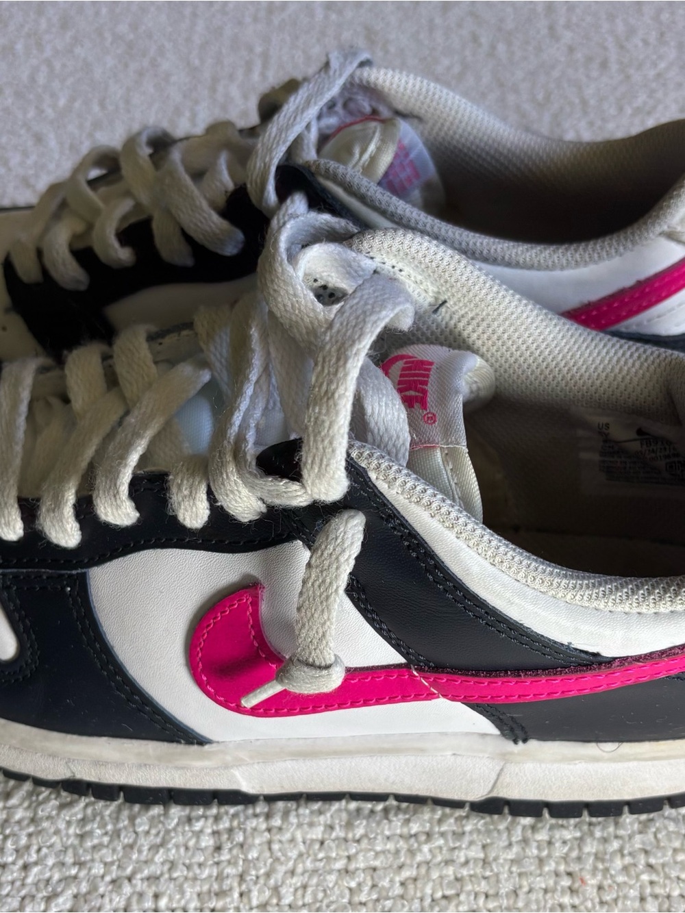 Nike FB9109 White Navy Pink‎ Leather Low Top Kids Sneakers US 5Y Shoes - Picture 3 of 7